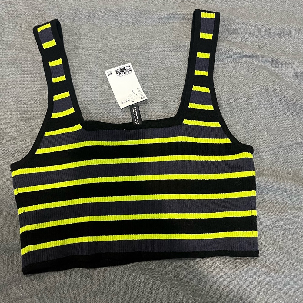 H&M Black and Yellow Striped Top
